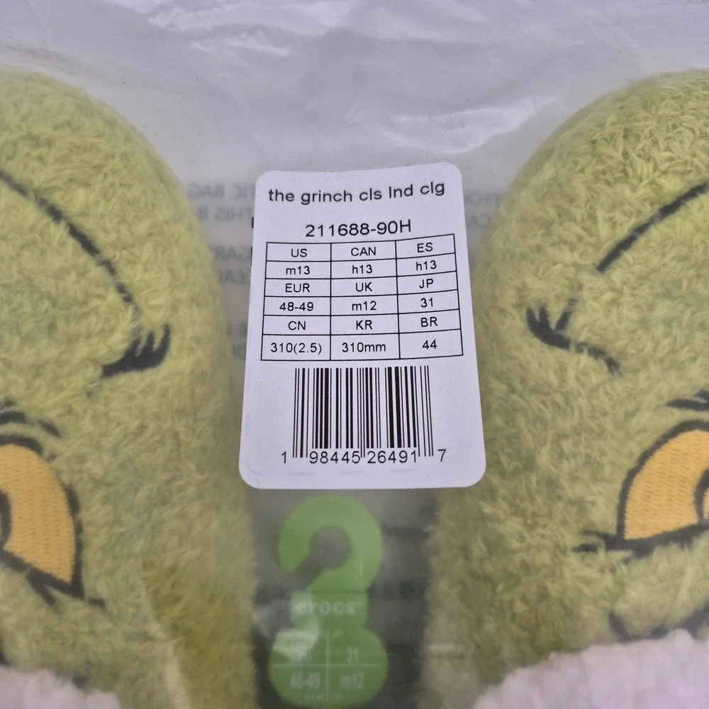Crocs The Grinch Classic Lined Clogs Men's Size 13 Shoes Unisex Casual Green